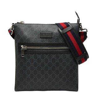 Gucci GG Supreme Crossbody Shoulder Bag Black Leather